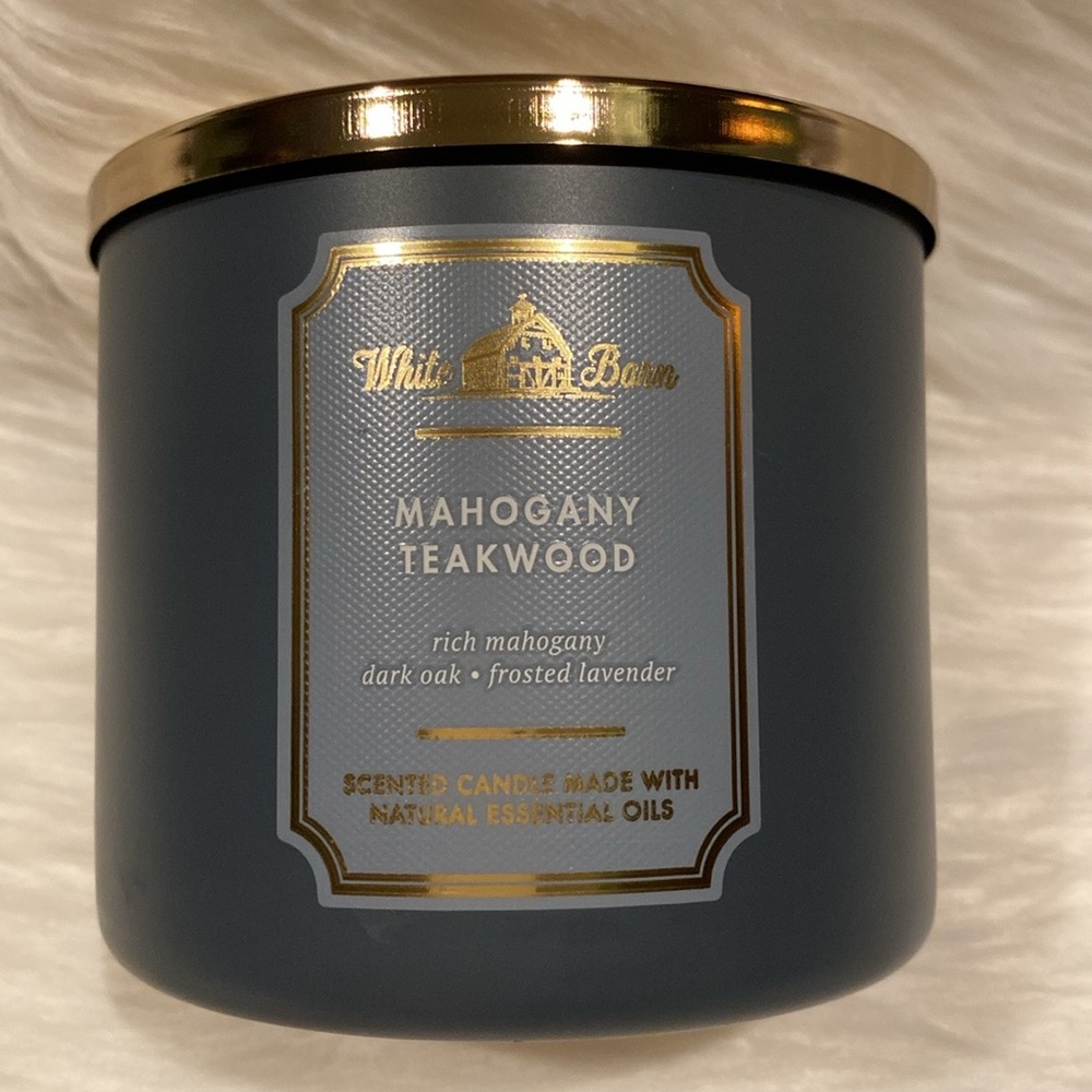 “MAHOGANY TEAKWOOD” by BBW / WB, 3-Wick Scented Candle, 14.5 oz / 411 g, NWT